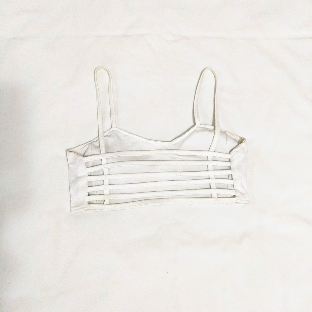 White Caged Strappy Back Bralette